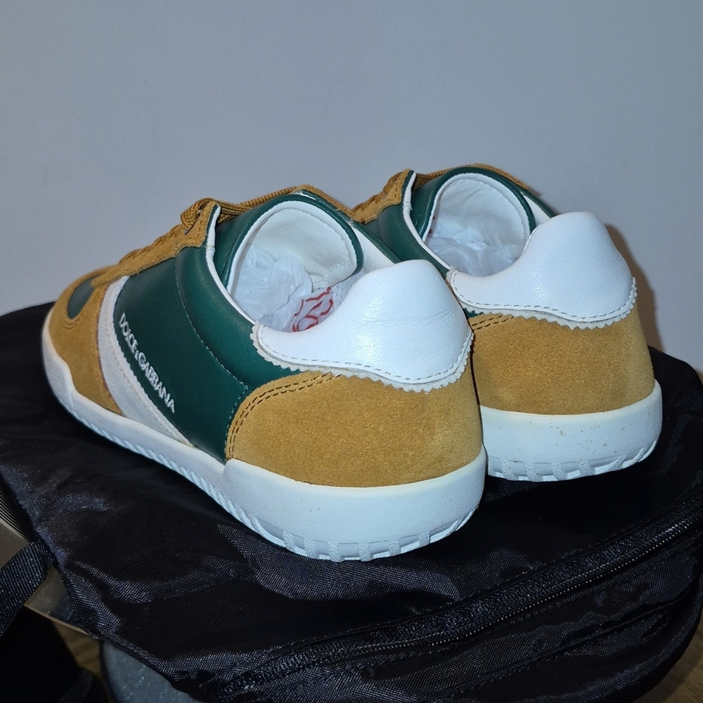 Dolce & Gabbana Low Profile Trainers Tan Suede & Green Leather. sz.8. (#1742) - Picture 7 of 16